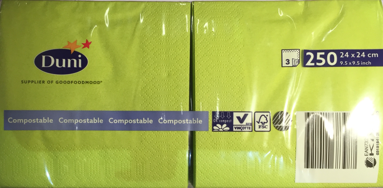 Duni servetten kiwi 3lg 24 x 24cm 250st Duni servetten kiwi 3lg 24 x 24cm 250st