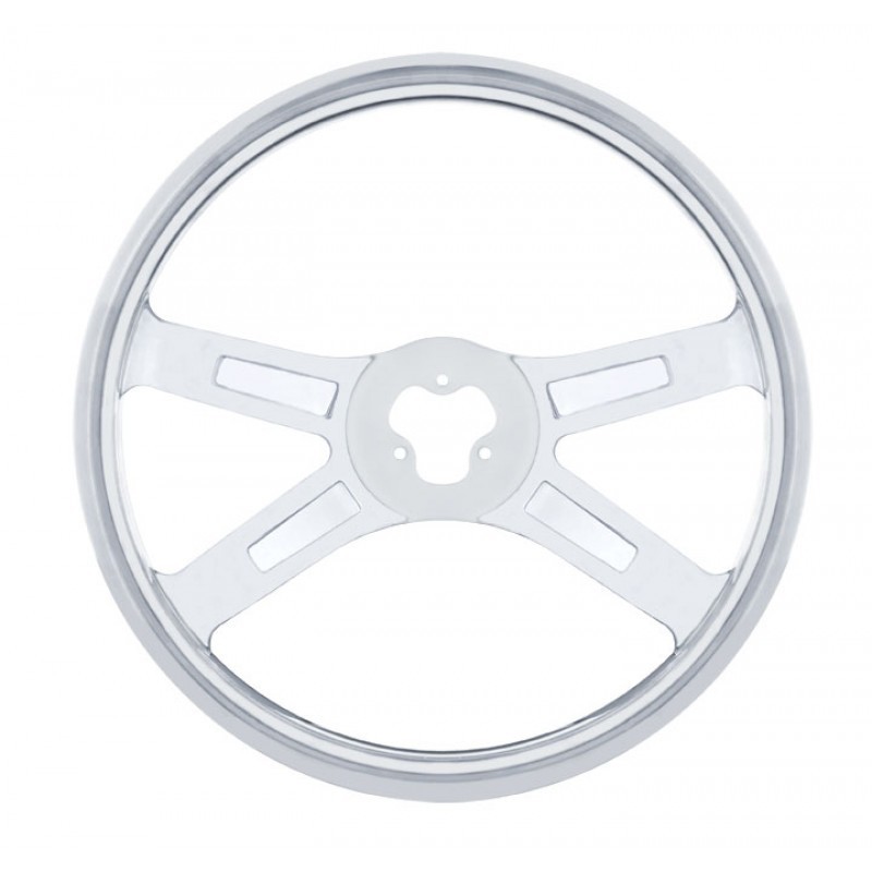 18 Inch Steering Wheel Highly Polished Mirror Stainless Steel 4 Spoke 