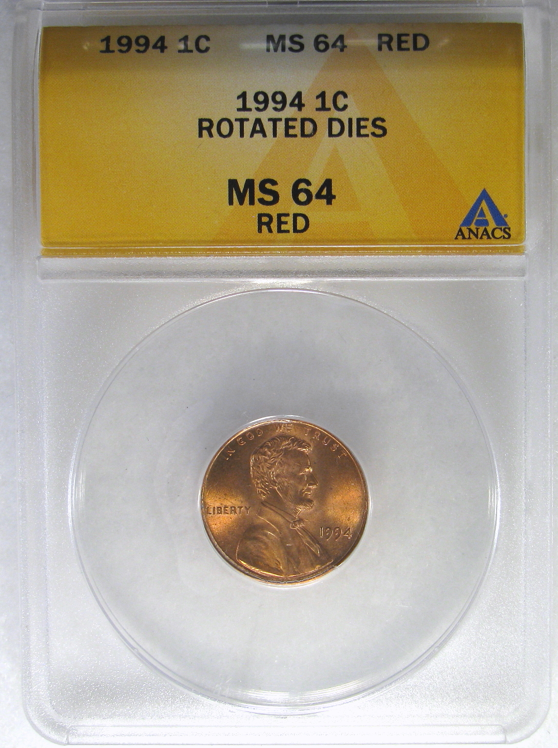 to 7 items days die how to rotate 1C MS64RD ERROR ANACS 1994 LINCOLN SOLD ARCHIVES: MINT to 7 items days die how to rotate 1C MS64RD ERROR ANACS 1994 LINCOLN SOLD ARCHIVES: MINT