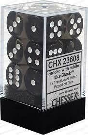 Smoke whit White Dice Block - Translucent 16mm D6 Dice Block™ (12) - Chessex Smoke whit White Dice Block - Translucent 16mm D6 Dice Block™ (12) - Chessex