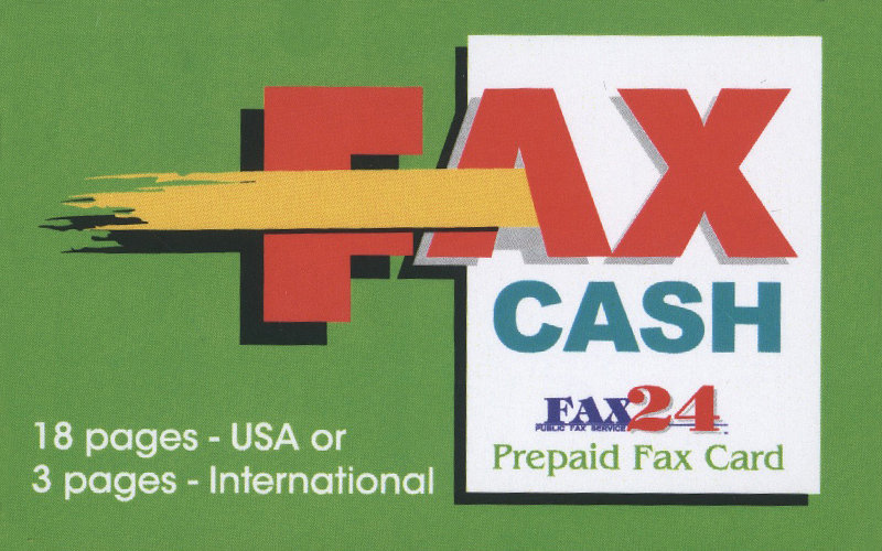 18 pages USA or 3 International Fax Cash Card 18 pages USA or 3 International Fax Cash Card