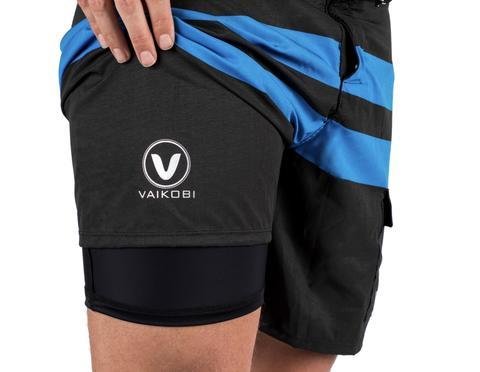 VAIKOBI PADDLE BOARD SHORTS- BLACK/ CYAN