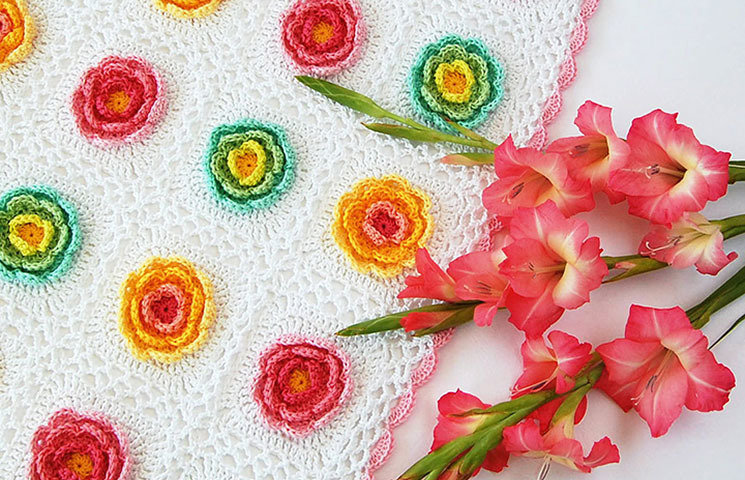 CROCHET PATTERN: Blooming Baby Blanket 00020