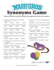 Mardi Gras party game Synonyms