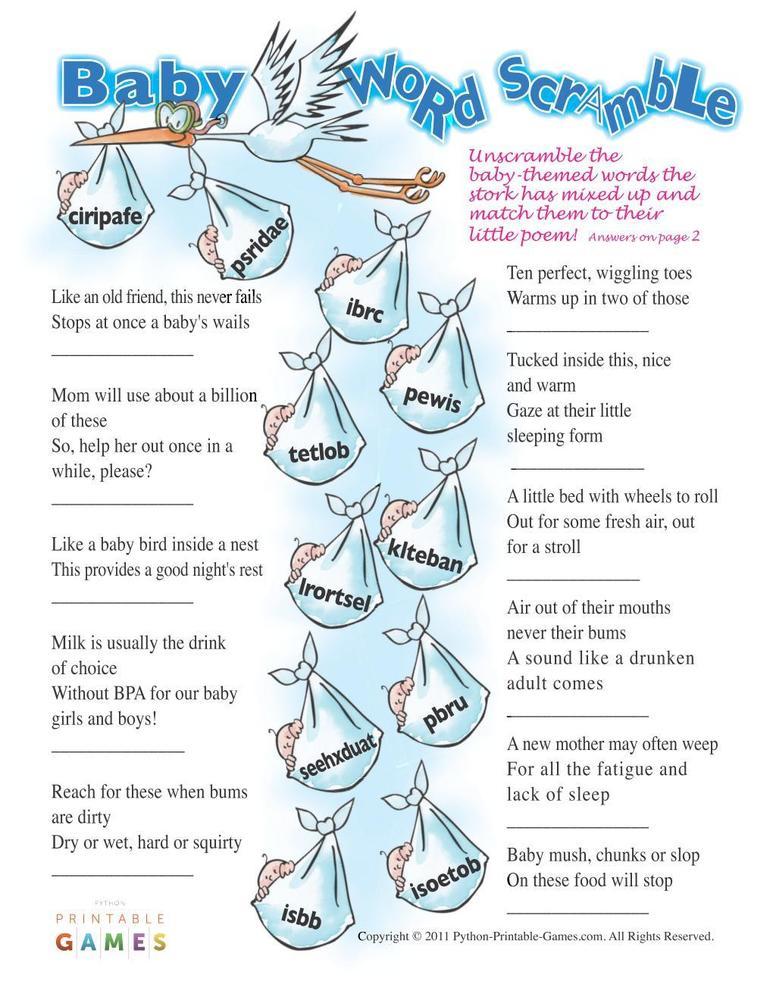 Funny Printable Baby Shower Games