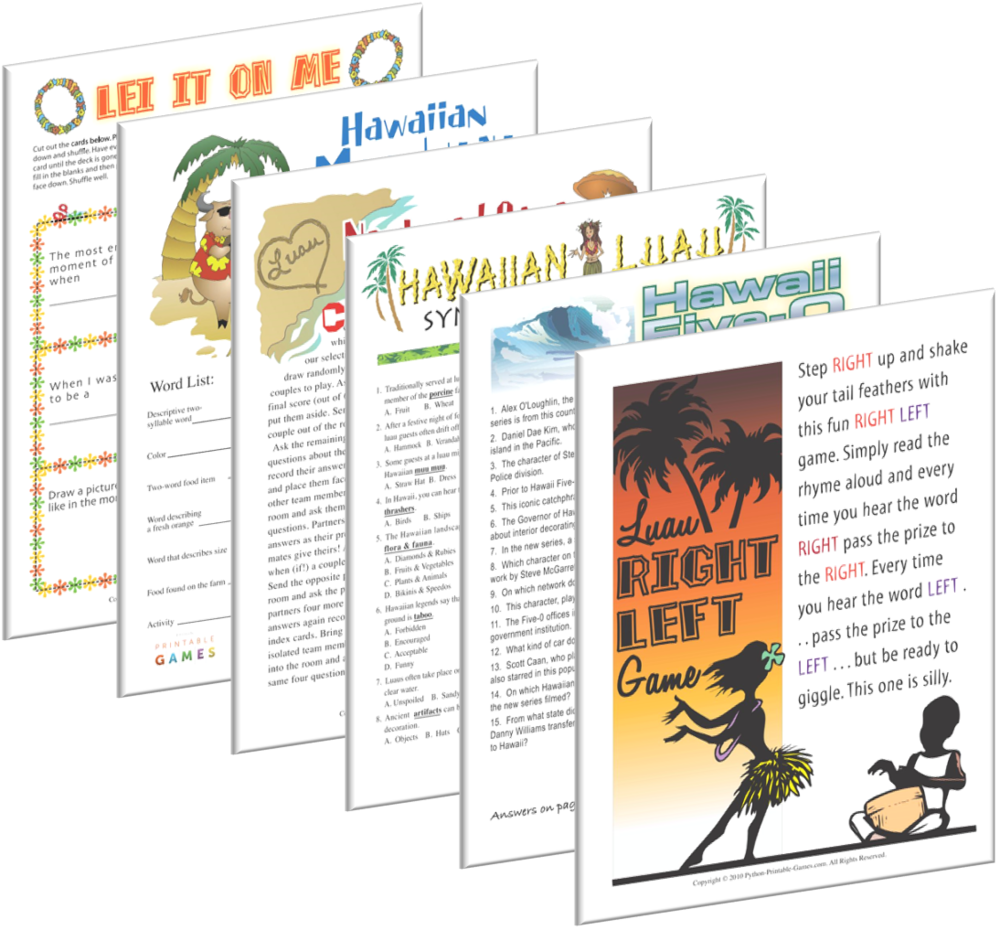 Luau games to print and play all year long