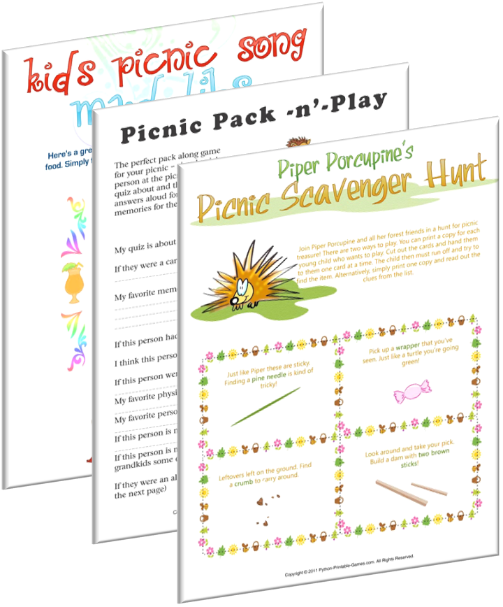 Picnic games for all ages, just print and play