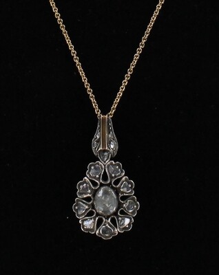9KT/SILVER ROSE CUT DIAMOND GEORGIAN PENDANT 9KT/SILVER ROSE CUT DIAMOND GEORGIAN PENDANT