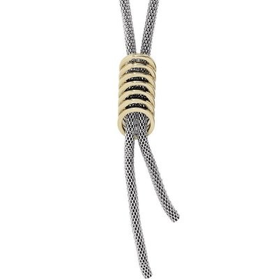 Mesh Lariat Necklace with Gold Plated Rings Mesh Lariat Necklace with Gold Plated Rings