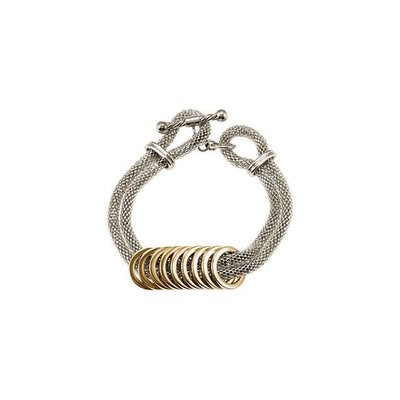Stainless Steel Mesh Bracelet with Gold Plated Rings Stainless Steel Mesh Bracelet with Gold Plated Rings