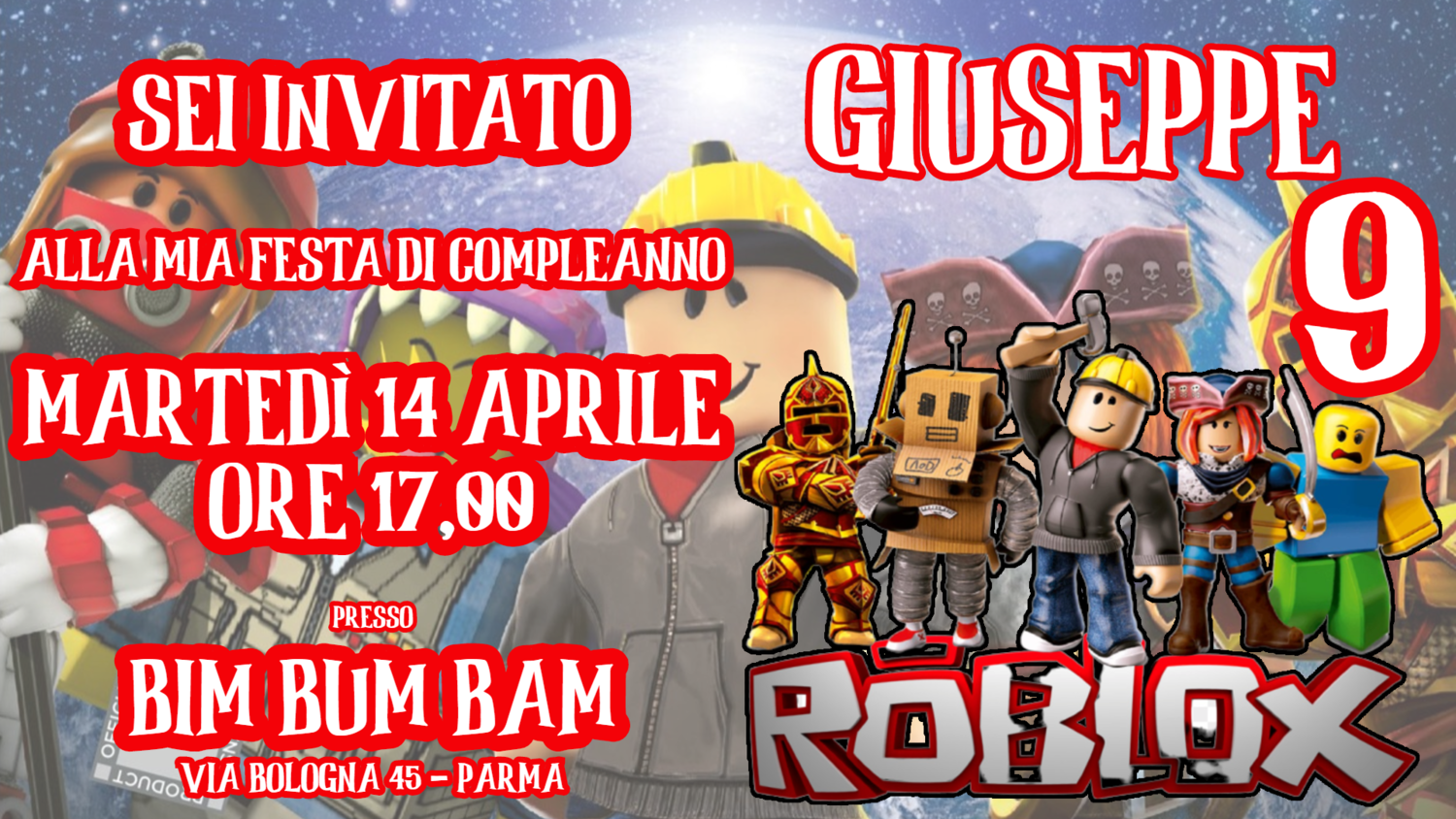Biglietti Inviti Digitali Personalizza Festa Roblox