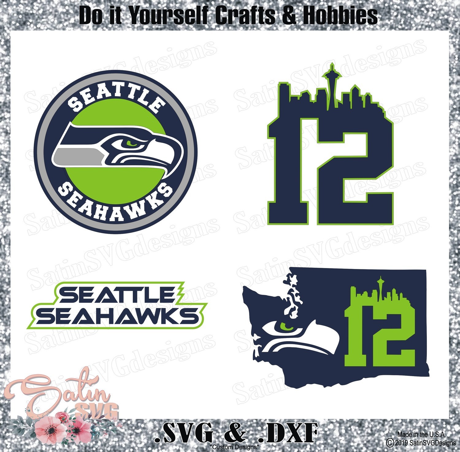 Download Seattle Seahawks SET2 Design SVG Files, Cricut, Silhouette ...