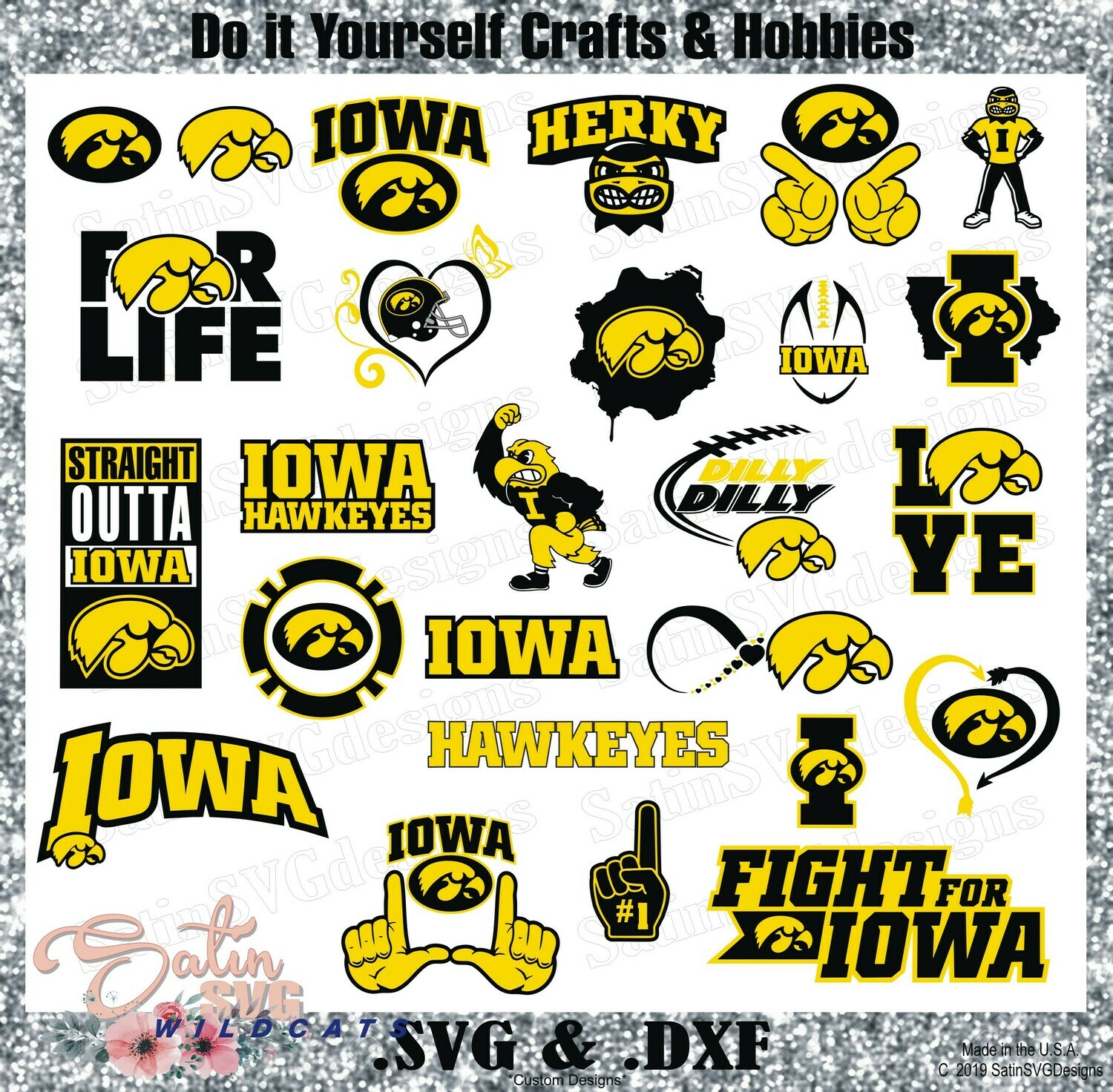 Download Iowa Hawkeyes Set NEW Design SVG Files, Cricut, Silhouette ...