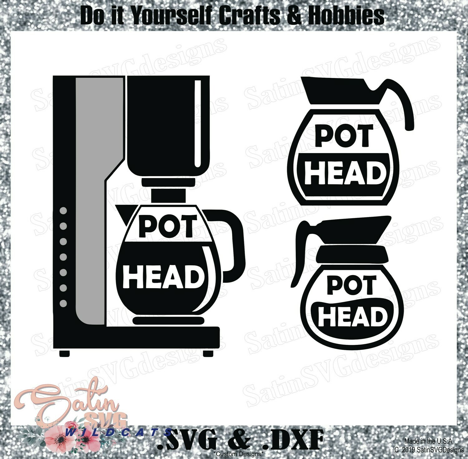 Coffee Pot Head Designs SVG Files, Cricut, Silhouette ...