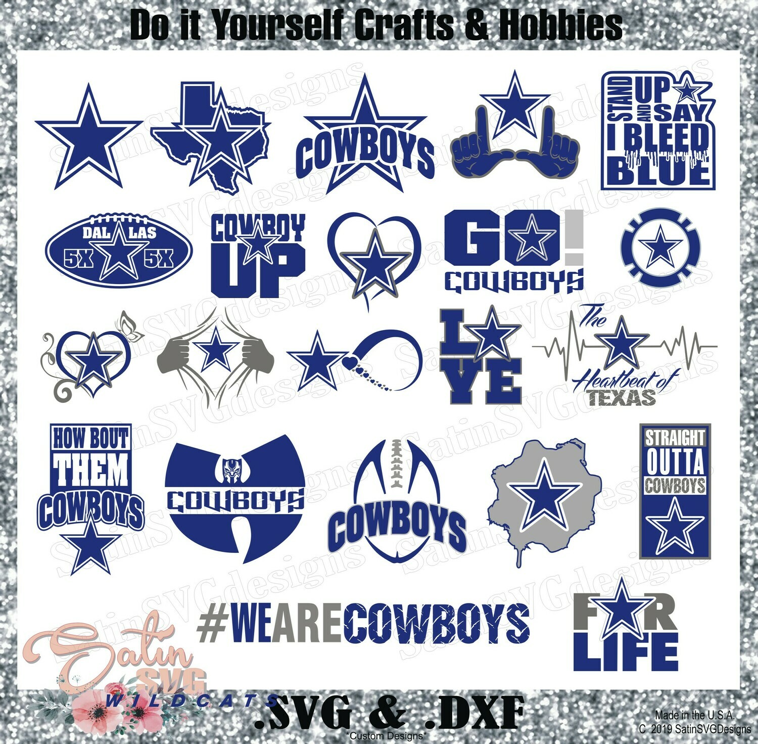 Dallas Cowboys 5X Champions Blue Upgrade Designs SVG Files Cricut 