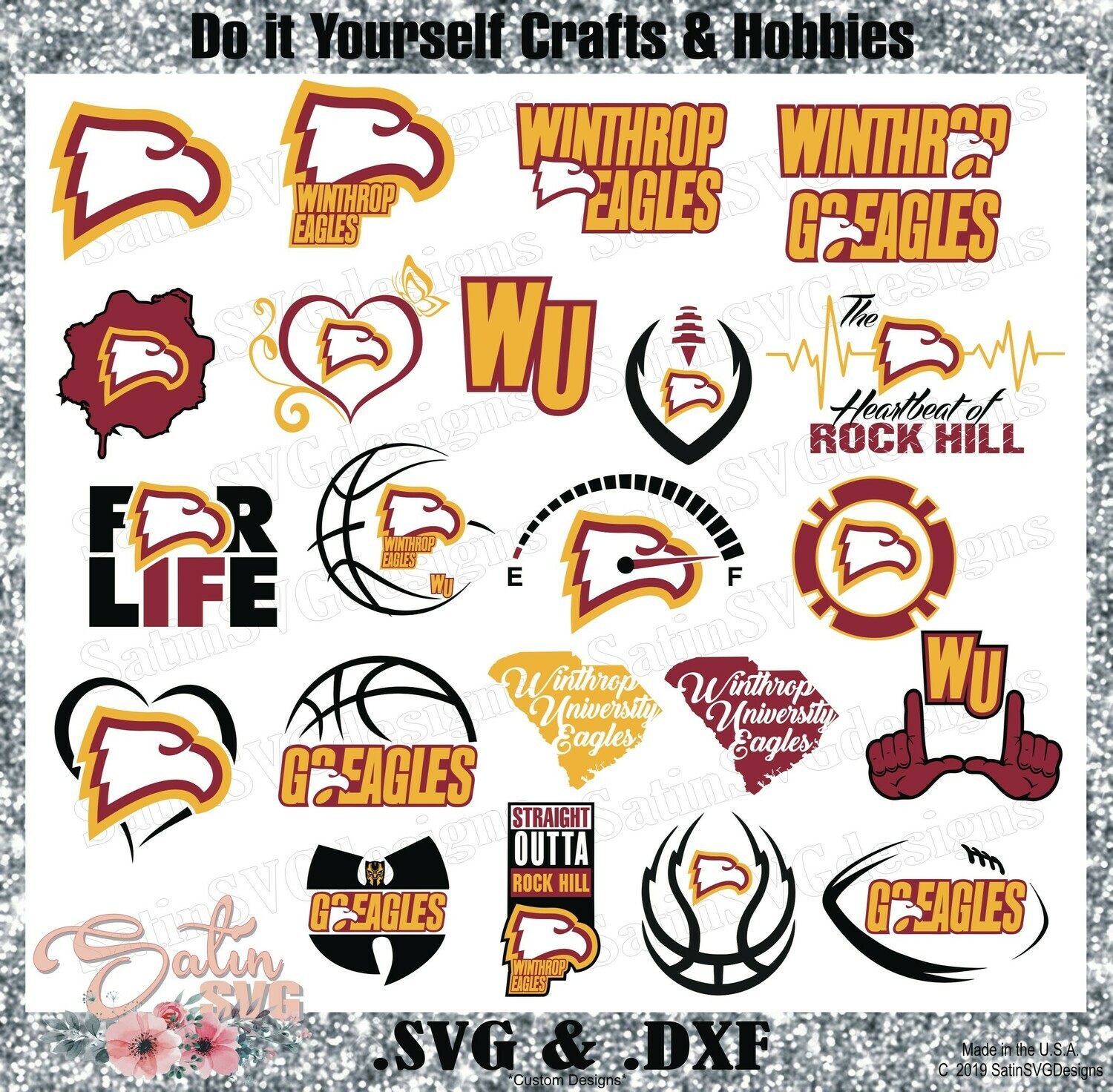 Download Winthrop University Eagles NEW Custom Designs. SVG Files, Cricut, Silhouette Studio, Digital Cut ...