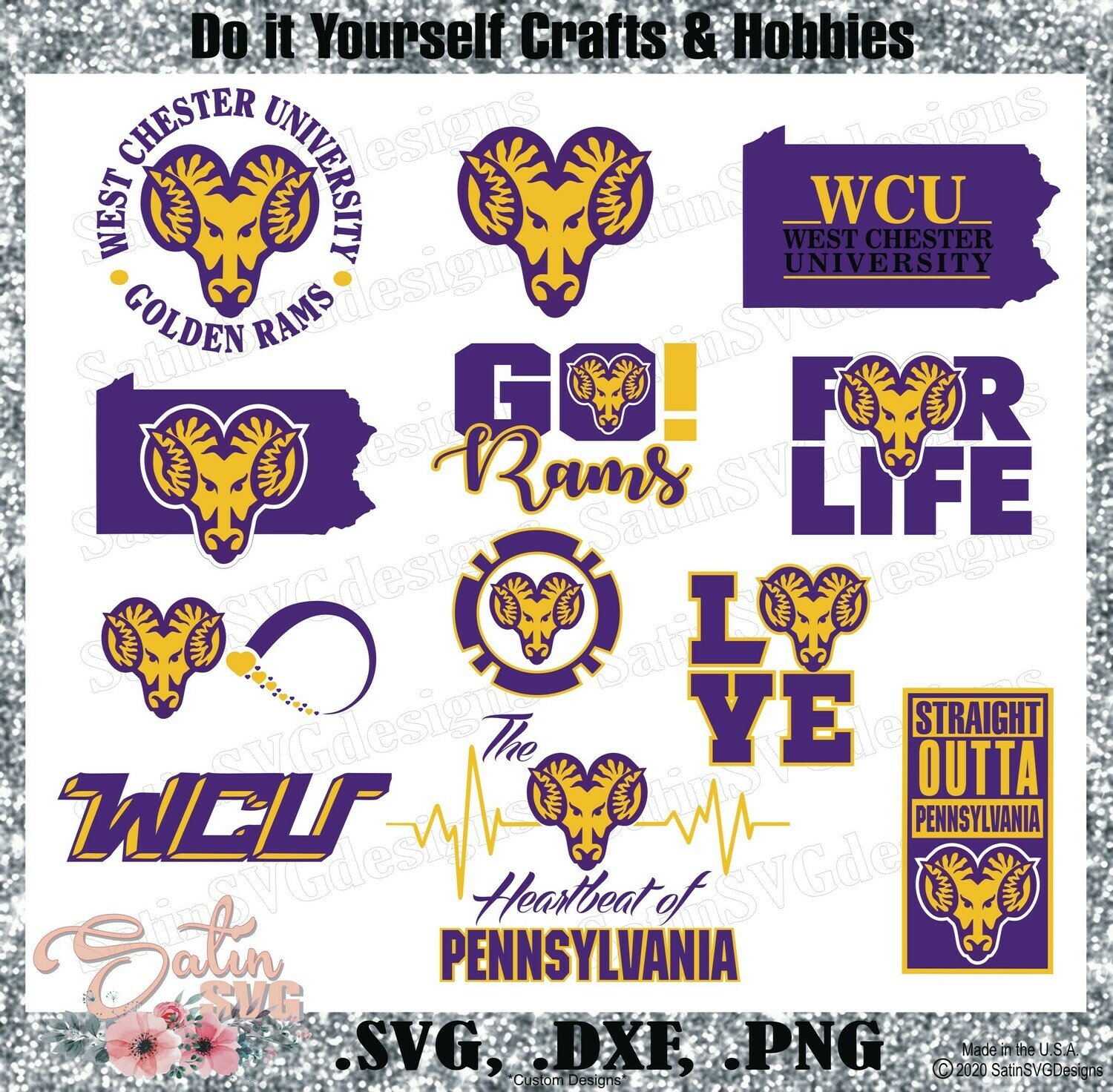 Download West Chester University Rams NEW Custom Designs. SVG Files, Cricut, Silhouette Studio, Digital ...