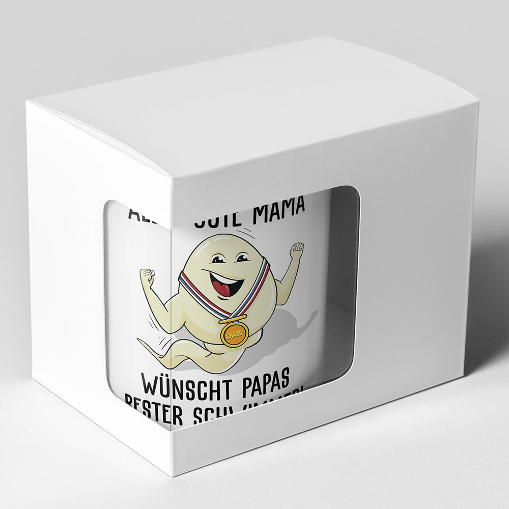 "Alles Gute Mama wünscht Papas bester Schwimmer" Spermium Tasse (Variante: Rosa Henkel)