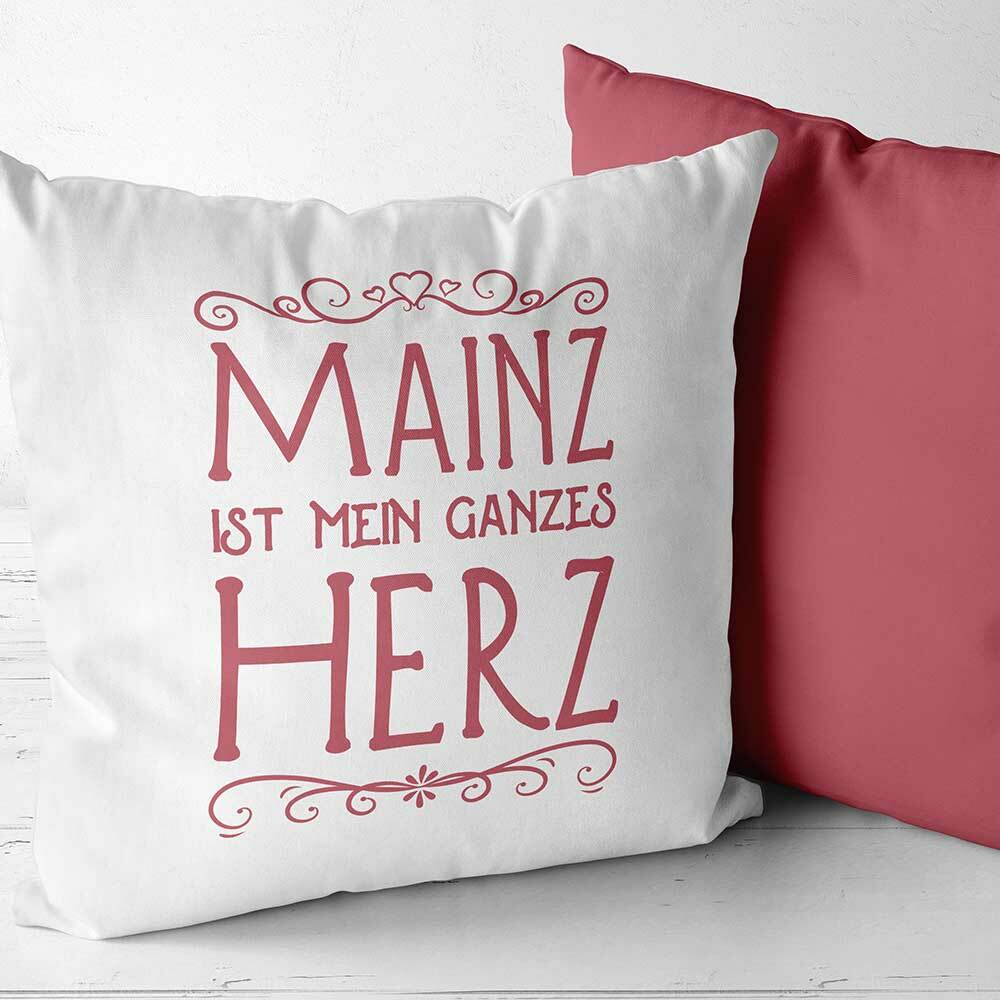 Two Tone Kissen "Mainz ist mein ganzes Herz" (Erhältlich in sechs Farben)